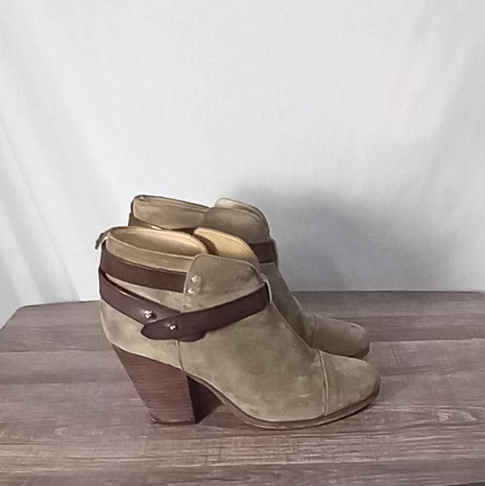 Rag & Bone Harrow Olive Green Seude Ankle Bootie Size 9.5